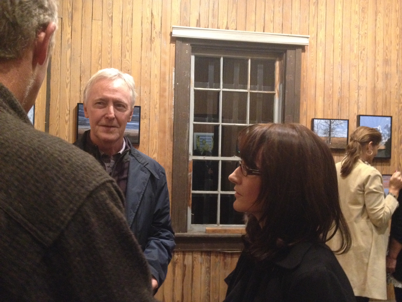 Painter Scott Belville visits with Cleaveland at the opening.JPG