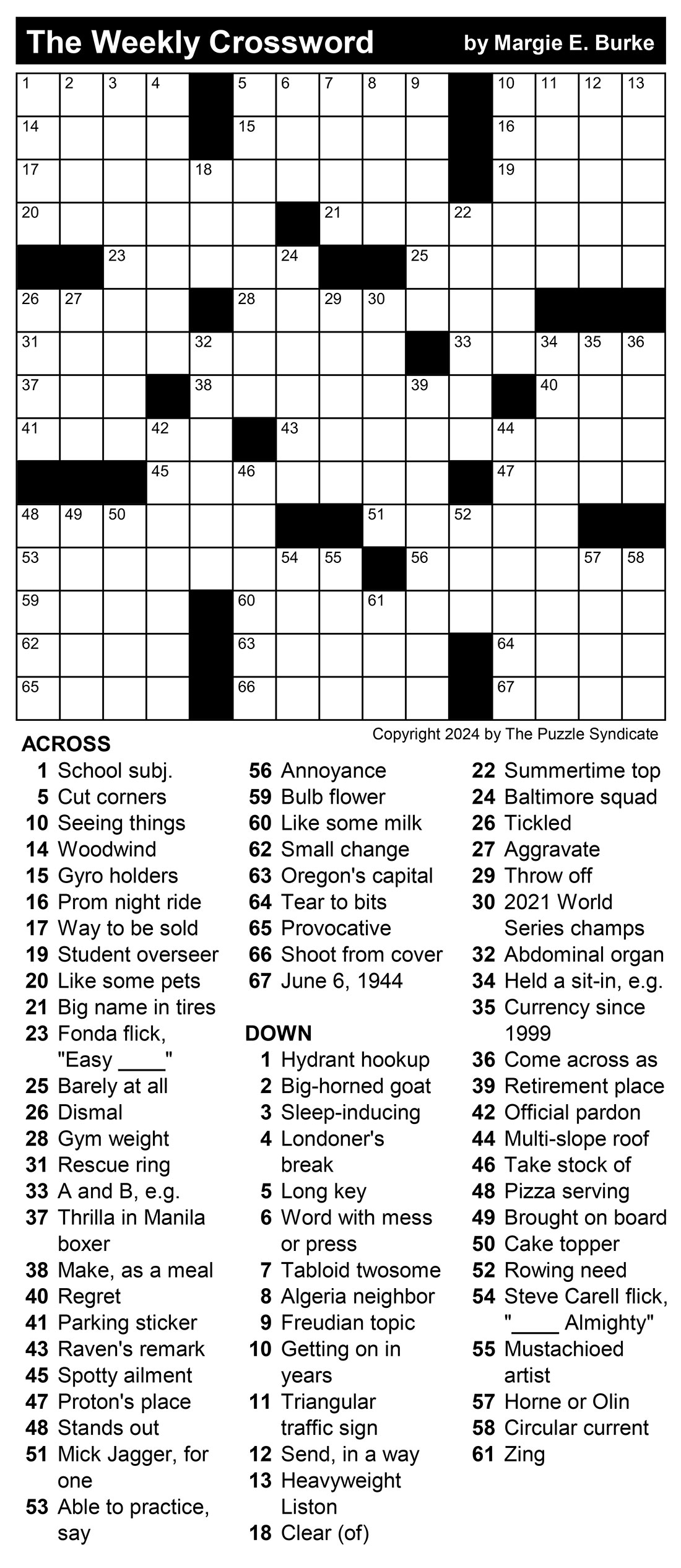 Crossword (7/17/24) Flagpole